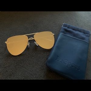 Le Spec 59mm mirrored rimless aviator sunglasses